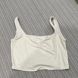 Alphalete White Ruched fitted Cropped tank top